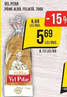 Mega Image Vel pitar pâine albă, feliată Ofertă
