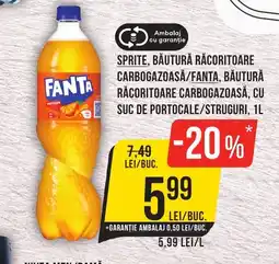 Mega Image SPRITE Băutură răcoritoare carbogazoasă/Fanta, băutură racoritoare carbogazoasă, cu suc de portocale/struguri Ofertă
