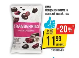 Mega Image EMMA Merișoare confiate în ciocolată neagră Ofertă