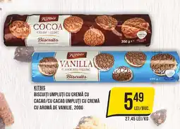 Mega Image KITBIS Biscuiți umpluți cu cremă cu cacao/cu cacao umpluți cu cremă cu aromă de vanilie Ofertă