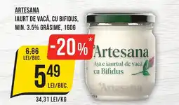 Mega Image Artesana iaurt de vacă, cu bifidus, min. 3.5% grăsime Ofertă