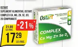 Mega Image Ostart supliment alimentar, ostart complex ca, mg, zn, se, d3, 20 comprimate Ofertă