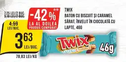 Mega Image TWIX Baton cu biscuit și caramel sărat, învelit în ciocolată cu lapte Ofertă