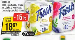 Mega Image FRESH 0.0 Bere fără alcool, cu suc de lămâie şi portocale/ zmeură şi coacăze Ofertă