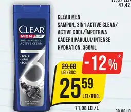 Mega Image Clear men şampon, 3in1 active clean/ active cool/împotriva căderii părului/intense hydration Ofertă