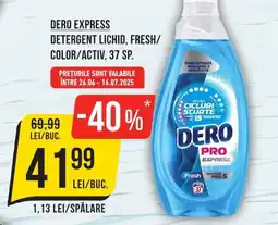 Mega Image DERO EXPRESS Detergent lichid, fresh/ color/activ, 37 sp. Ofertă