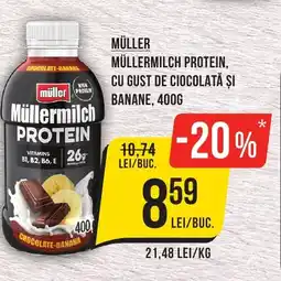Mega Image Müller müllermilch protein, cu gust de ciocolată și banane Ofertă