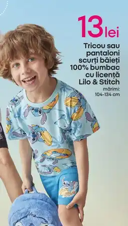 Pepco Tricou sau pantaloni scurţi băieţi 100% bumbac cu licenţă Lilo & Stitch Ofertă