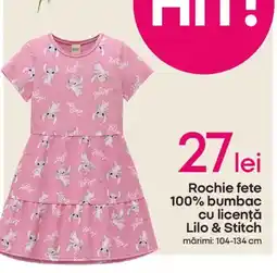 Pepco Rochie fete 100% bumbac cu licenţă Lilo & Stitch Ofertă