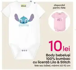 Pepco Body bebeluşi 100% bumbac cu licenţă Lilo & Stitch Ofertă