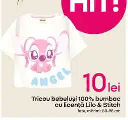 Pepco Tricou bebeluşi 100% bumbac cu licenţă Lilo & Stitch Ofertă