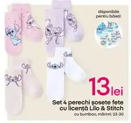 Pepco Set 4 perechi sosete fete cu licenţă Lilo & Stitch Ofertă