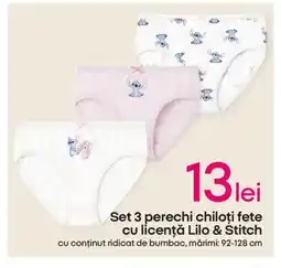 Pepco Set 3 perechi chiloţi fete cu licenţă Lilo & Stitch Ofertă