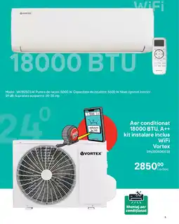Brico Depôt Aer conditionat 18000 BTU, A++ kit instalare inclus WiFi Vortex Ofertă