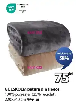 JYSK GULSKOLM pătură din fleece Ofertă