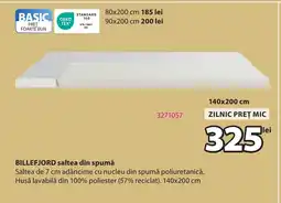 JYSK BILLEFJORD saltea din spumă Ofertă