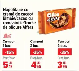 Carrefour Market Napolitane cu cremă de cacao/ lămâie/cacao cu rom/vanilie/fructe Ofertă
