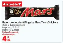 Carrefour Market Baton de ciocolată Kingsize Mars/Twist/Snickers Ofertă