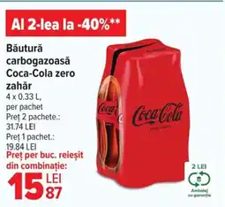Carrefour Market Băutură carbogazoasă Coca-Cola zero zahăr Ofertă
