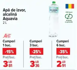 Carrefour Market AQUAVIA Apă de izvor, alcalinǎ Ofertă