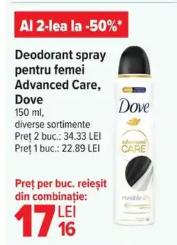 Carrefour Market DOVE Deodorant spray pentru femei Advanced Care Ofertă