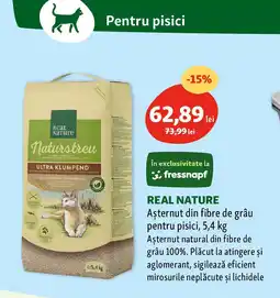 REAL NATURE Aşternut din fibre de grâu pentru pisici