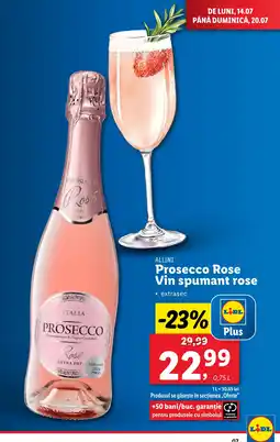 Lidl ALLINI Prosecco Rose Vin spumant rose Ofertă