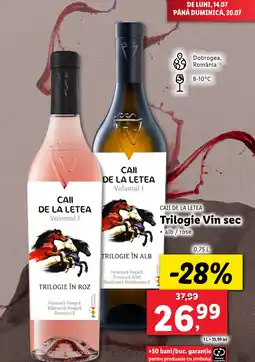 Lidl CAII DE LA LETEA Trilogie Vin sec Ofertă