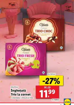 Lidl GELATELLI Îngheţată Trio la cornet Ofertă