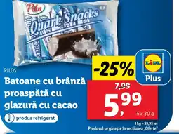 Lidl PILOS Batoane cu brânză proaspătă cu glazură cu cacao Ofertă