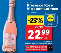 Lidl ALLINI Prosecco Rose Vin spumant rose Ofertă