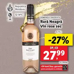 Lidl DOMENIILE DAVIDESCU Rarǎ Neagră Vin rose sec Ofertă