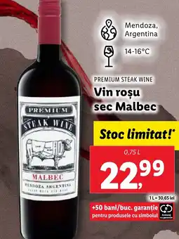 Lidl PREMIUM STEAK WINE Vin roşu sec Malbec Ofertă