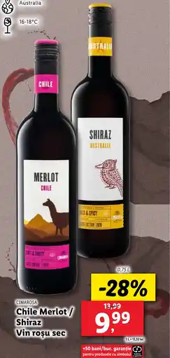 Lidl CIMAROSA Chile Merlot/ Shiraz Vin roşu sec Ofertă