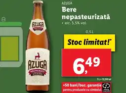 Lidl AZUGA Bere nepasteurizată Ofertă