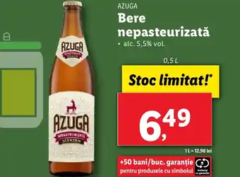 Lidl AZUGA Bere nepasteurizată Ofertă