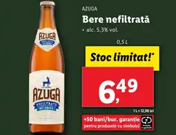 Lidl AZUGA Bere nefiltratǎ Ofertă