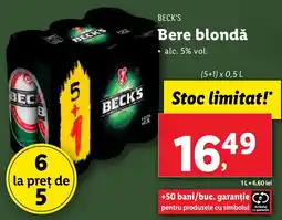 Lidl BECK'S Bere blondǎ Ofertă