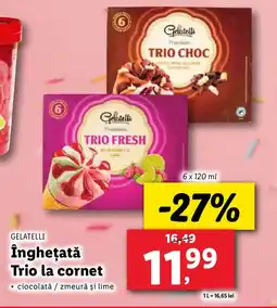 Lidl GELATELLI Îngheţată Trio la cornet Ofertă