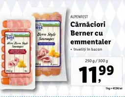 Lidl ALPENFEST Cârnǎciori Berner cu emmentaler Ofertă