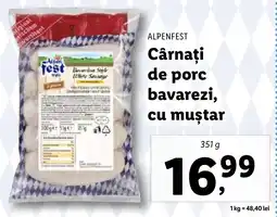 Lidl ALPENFEST Cârnaţi de porc bavarezi, cu muştar Ofertă