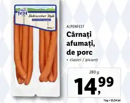 Lidl ALPENFEST Cârnaţi afumați, de porc Ofertă