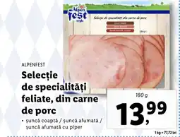 Lidl ALPENFEST Selecţie de specialități feliate, din carne de porc Ofertă