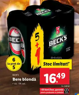 Lidl BECK'S Bere blondǎ Ofertă