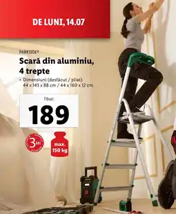 Lidl PARKSIDE Scară din aluminiu, 4 trepte Ofertă
