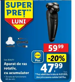 Lidl Cien Beauty Aparat de ras rotativ, cu acumulator Ofertă