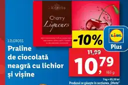 Lidl J.D.GROSS Praline de ciocolată neagră cu lichior şi vişine Ofertă