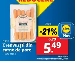 Lidl PIKOK Crenvursti din carne de porc Ofertă