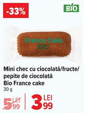 Carrefour Mini chec cu ciocolată/fructe/ pepite de ciocolată Bio France cake Ofertă