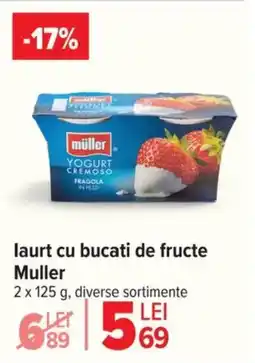 Carrefour laurt cu bucati de fructe Muller Ofertă